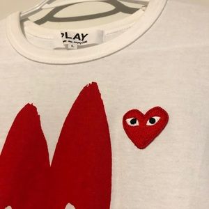 Comme des garçons play white hearts tshirt